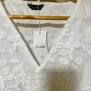 White beautiful long dress embroidered